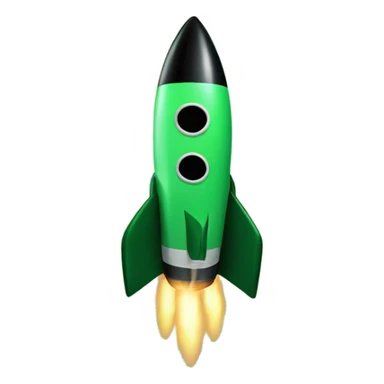 green and black rocket ship sticker