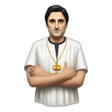 Andrea Montella seriously blessing like the pope with an arm with doctor dress sticker