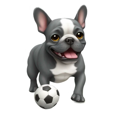 dark gray french bulldog playing soccer sticker