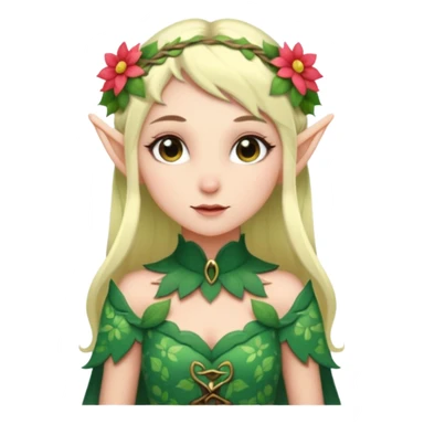 elf wearing flower pattern dress, Half Body. sticker