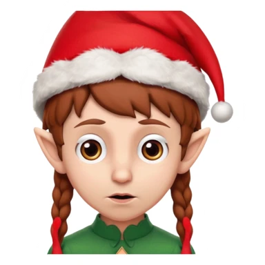 Worried elf on the shelf with red hat and brown hair sticker
