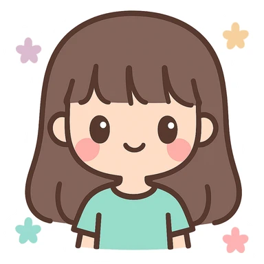 chica morena linda con cabello largo y fleco, kawaii style sticker