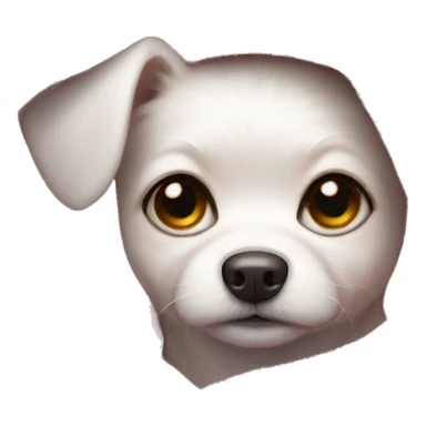 White small dog in a pink blanket looking cute  sticker