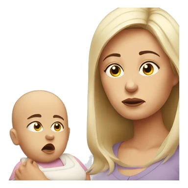 skeptical mother with sad baby sticker