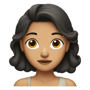 woman with tan skin, black hair, sleeping sticker