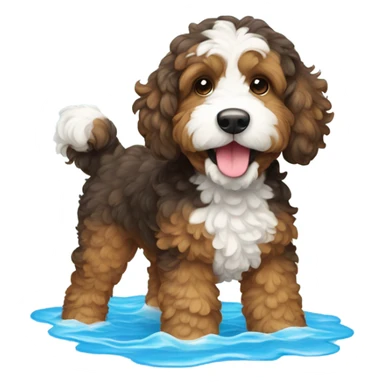 Bernedoodle in swimming suit sticker