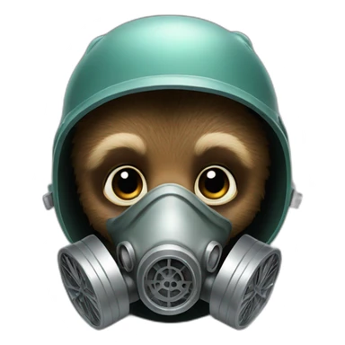 baby grizzly bear wearing gas mask sticker