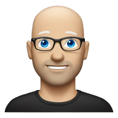 bald white man with blue eyes, stubble, glassses. black clothes sticker