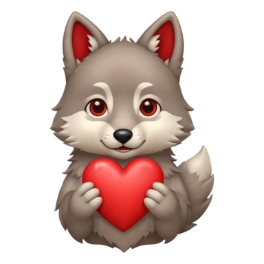 cute wolf holding heart sticker