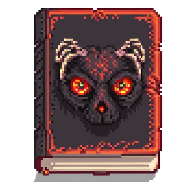 red cursed book with glowing eyes sticker