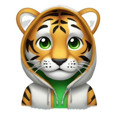 Tiger with green eyes hoddie on sticker