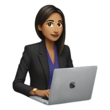 Iman gadhzi using small apple laptop on side sticker