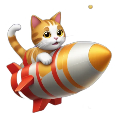 Cat flying rocket sticker