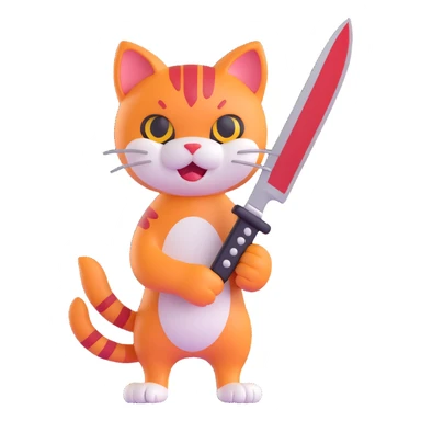 cat paw holding a bloody knife sticker