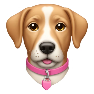 Tan dog with white nose and pink collar  sticker