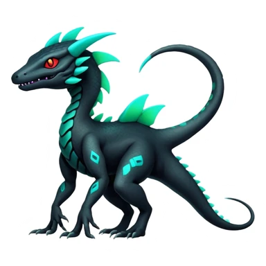 futuristic lush warm-colored neon-colored Fakémon-Trico-Drakeon-Salandit-creature (full body) sticker
