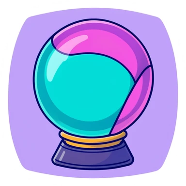 crystal magic ball with potion effect, fortune telling crystal sphere with swirling magical liquid inside, sparkles and mystical glow sticker