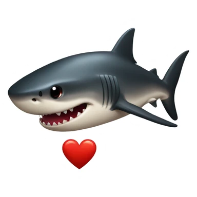 Black shark with red heart  sticker