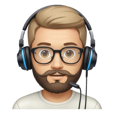 Muchacho guapo con lentes con barba de candado con audífonos jugando playstation  sticker