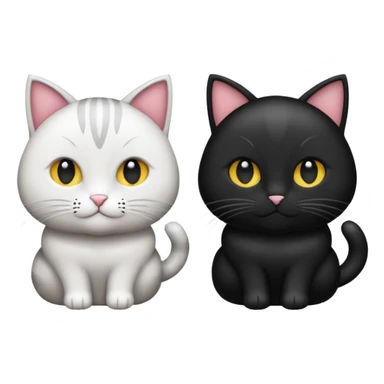 Due gatti, uno bianco e uno nero  sticker