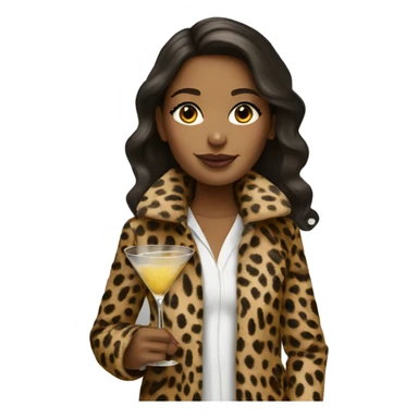 Girl with cheetah print coat and martini sticker
