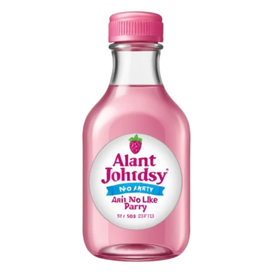 realistic Johnson and Johnson style bottle pink cap pink label clear bottle with aint no party like a berry party written on the logo with diddy logo sticker