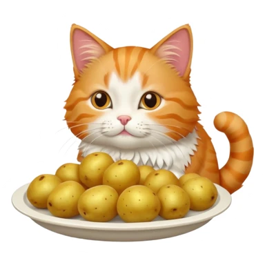 Cat eating potatoes sticker