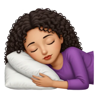 Sleeping Spanish girl on white pillow dark curly hair mixed skin sticker