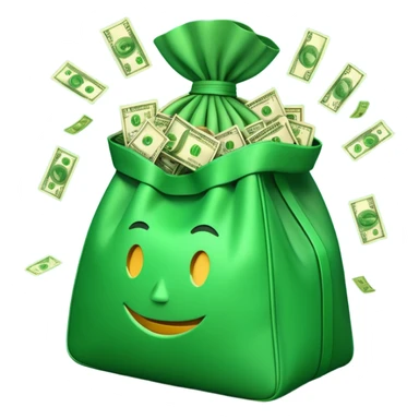 

3D emoji style, big bag of money, flying dollar bills, rich casino vibe, smooth lighting, high detail, clean edges, transparent background



 sticker