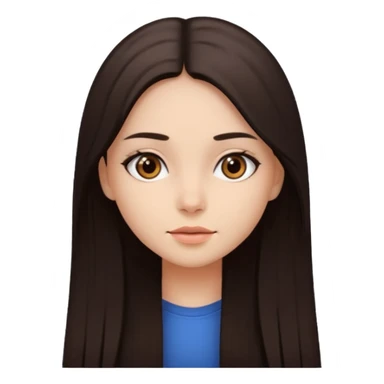 Can you make a girl with dark brown eyes with dark brown hair straight long hair sticker