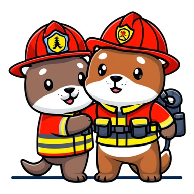 brave otter firefighter rescuing someone sticker
