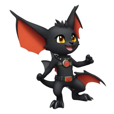 Black Anthro Cool Punk Bat-Litten-Fakemon-fursona Full Body sticker