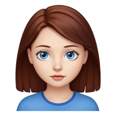 pretty girl with dark reddish brown hair and blue eyes  sticker