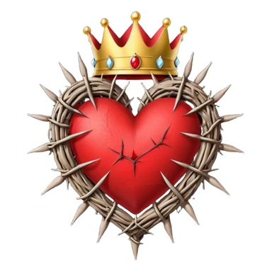 Create heart shape and in the vertical midway create that crown thonrs like in the Jesus head  sticker