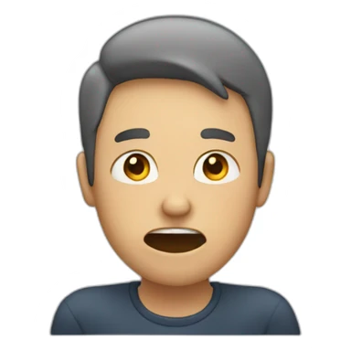 Person pointing at jaw sticker