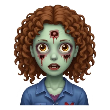 Zombie girl with Brown curly hair sticker
