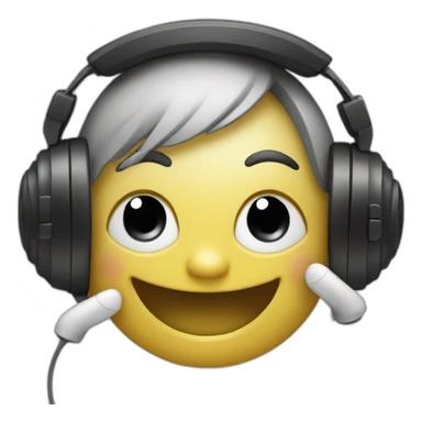 Emoji with headphones enjoys music sticker