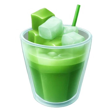 matcha with ice cubes in a cip sticker