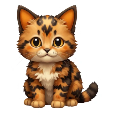 A high-resolution photo-realistic digital illustration of a tortoiseshell kitten, chest upward sticker