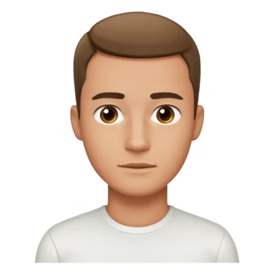 Ai create iPhone emoji, With hair comma hair short, Male, and make white shirt sticker
