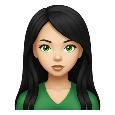 Kiely Williams with long black hair, green eyes sticker