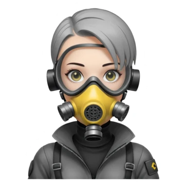 cyberpunk gasmask girl programmer buzzcut hair sticker
