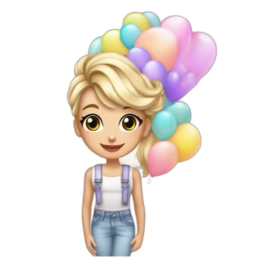 Logan Ali Decora debe tener un fondo blanco elegante rodeado de Globos de colores pastel con estilo glamur sticker