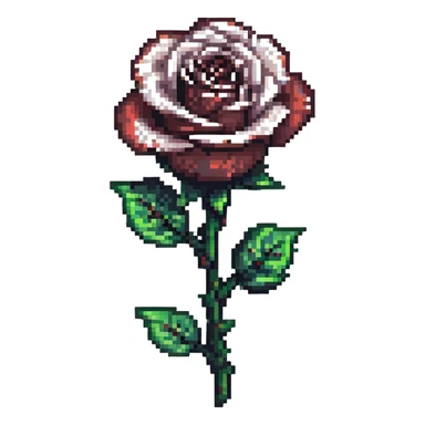 pixel art black rose minimal color palette sticker