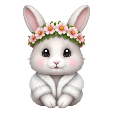 cute rabbit wearing clothes and flower crown sticker