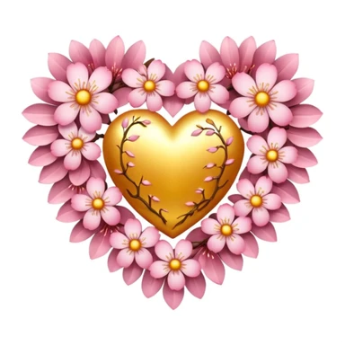 sakura heart with golden sun sticker