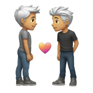 Gay couple, silver fox, younger boy, kissing sticker