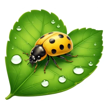 cute yellow lady bug on leaf sticker