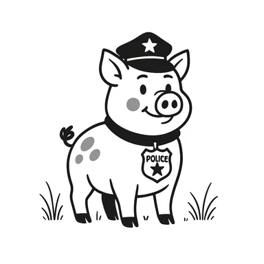 Make the wild pig appear as a police officer, keeping the hand drawn doodle style. sticker