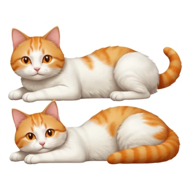 ginger and white cat with orange eyes doing a big extremely long stretch reaching up into the air with arms and legs side by side together straight and overextended whilst lying on its side sticker